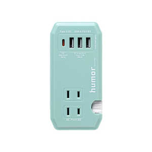 HAMEE humor handy Plus AC PD30W対応 USB タップ ［0.25m /2個口 /スイッチ無 /4ポート］ ミントグリーン 669-922972