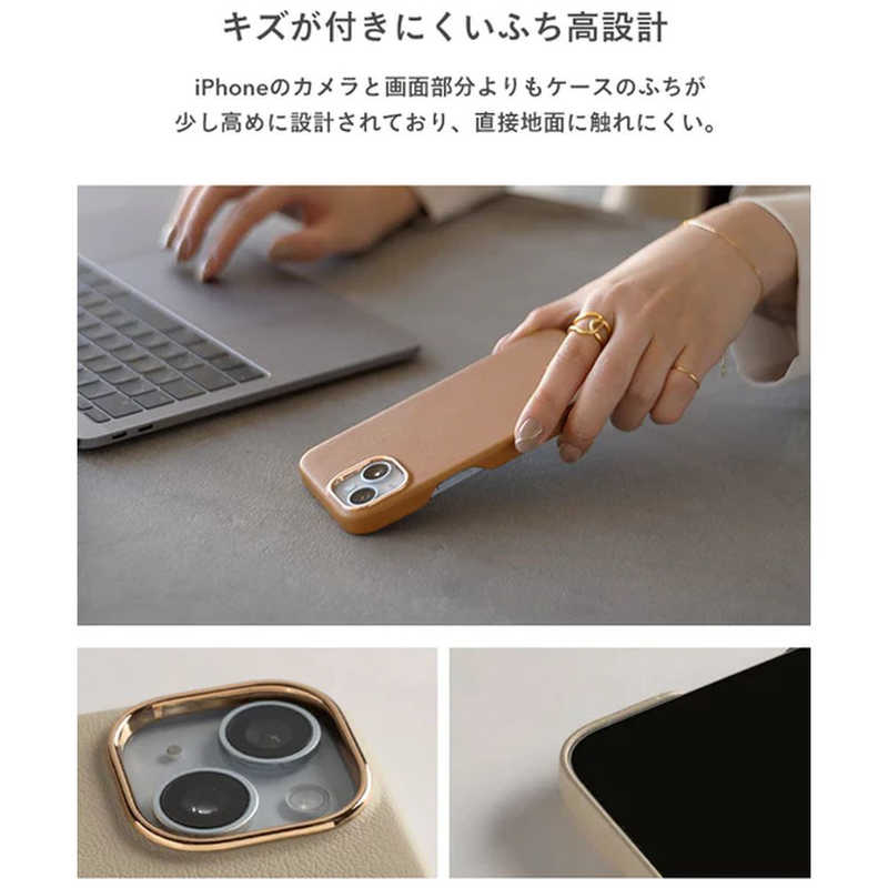 HAMEE HAMEE ［iPhone 15専用］salisty noble MagSafe対応 レザーハードケース クリーム 669-964491 669-964491