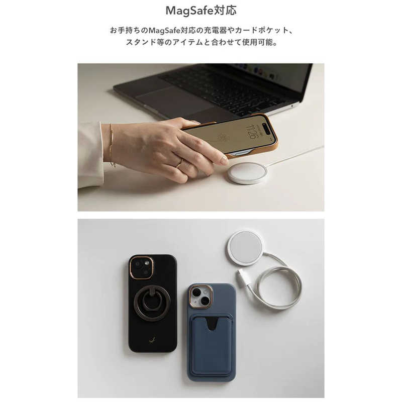 HAMEE HAMEE ［iPhone 15専用］salisty noble MagSafe対応 レザーハードケース グレイッシュブルー 669-964514 669-964514