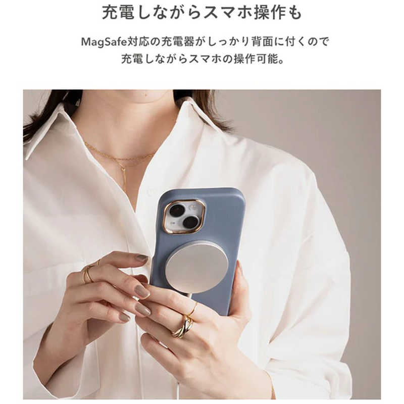 HAMEE HAMEE ［iPhone 15専用］salisty noble MagSafe対応 レザーハードケース グレイッシュブルー 669-964514 669-964514