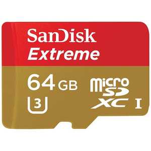 サンディスク 64GB・UHS Speed Class3（Class10）対応microSDXCカード（SDXC変換アダプタ付）　SDSDQXL-064G-J35A[生産完了品　在庫限り] SDSDQXL064GJ35A