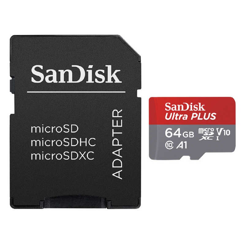サンディスク サンディスク microSDXCカード SDXC変換アダプタ付き/ビックカメラグループ独占販売 (Class10対応/64GB) SDSQUBC-064G-JB3CD SDSQUBC-064G-JB3CD