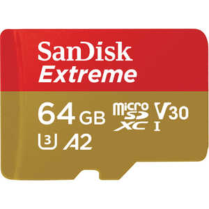 サンディスク microSDXCメモリーカード UHS-I/UHSスピードクラス3対応(SDXC変換アダプタ付き) (Class10対応/64GB) SDSQXAF-064G-JN3MD
