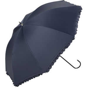 ビコーズ because PUコーティング 晴雨兼用 長傘 フリル/ネイビー BEPARASOLLONG ビコーズ because PUコーティング 晴雨兼用 長傘 フリル/ネイビー BEPARASOLLONG