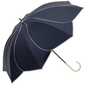 ビコーズ because PUコーティング 晴雨兼用 長傘 バイカラーパイピング/ネイビー BEPARASOLLONG2