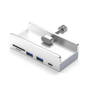 フリーダム クランプ固定式USB HUB TYPE-A×2＆TYPE-C×1ポート＆microSD＆SDカードスロット搭載モデル ［バスパワー /3ポート /USB 3.2 Gen1対応］ シルバー FU