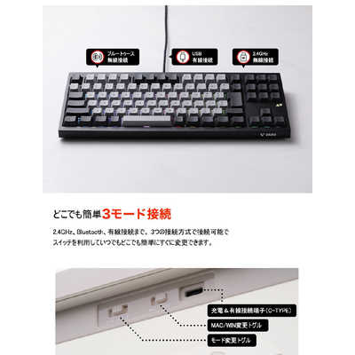 VARO メカニカルキーボード 3モード対応 (SILENT MINT) 日本語配列 80