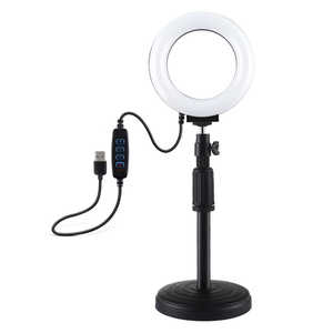 フリーダム 撮影照明器具LEDリングライト 外径12cmx内径8.2cm/スタンド付き ブラック FPUL-391R