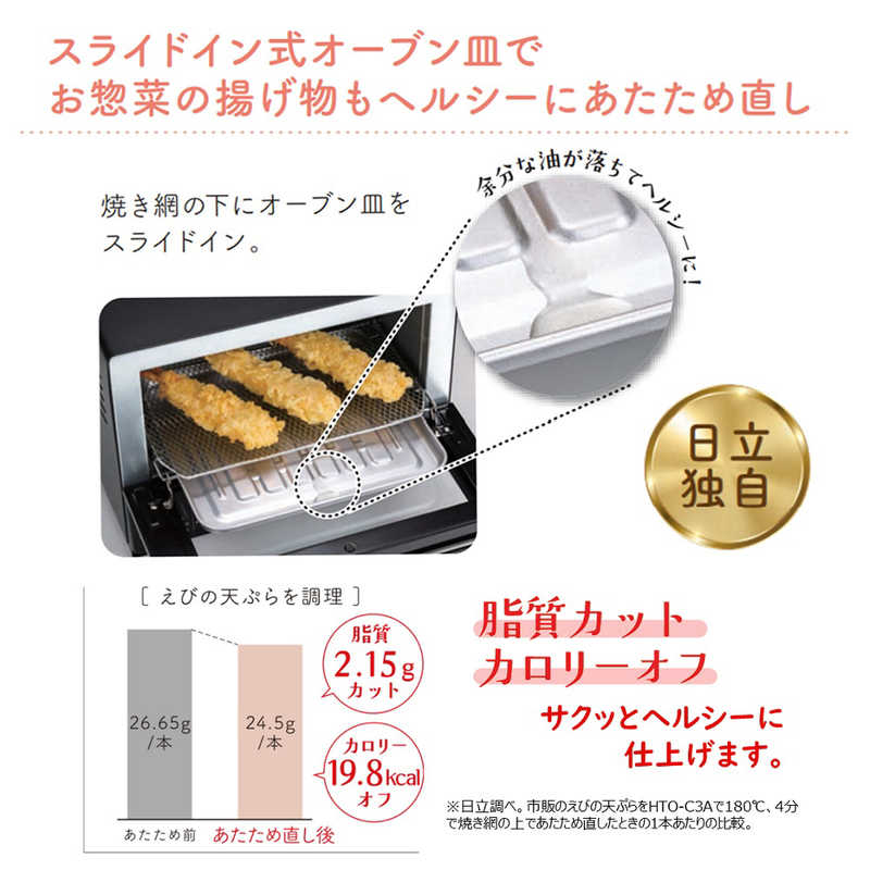 日立　HITACHI 日立　HITACHI オーブントースター 1000W/食パン２枚 ブラック HTO-C3A-B HTO-C3A-B
