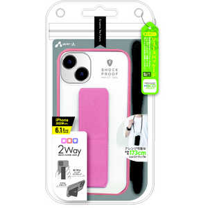 エアージェイ iPhone 14 6.1インチ スタンド/ベルト付きバックカバーケース ピンク ACP22SS