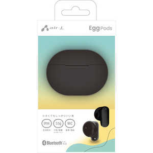 エアージェイ ブルートゥースイヤホンEggPods BK Egg Pods ABT-AP8 BK