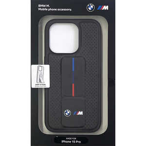 エアージェイ BMW iPhone15 Pro用 グリップスタンド 背面ケース ブラック BMHCP15LGSPPRK
