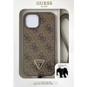 エアージェイ GUESS(ゲス) iPhone15用 ストラップ付 モノグラム 背面ケース GUHCP15SP4TDSCPW