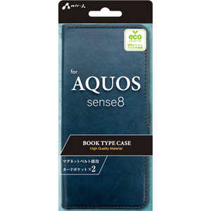 エアージェイ AQUOS sense 8 ソフトレザー手帳型ケース BL ACAQS8PBBL