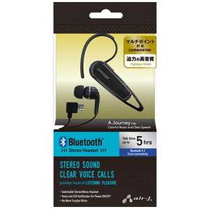 エアージェイ スマートフォン対応［Bluetooth4.1］　片耳ヘッドセット USB充電ケーブル付 （ブラック）　BT-A7 BK BT-A7 BK