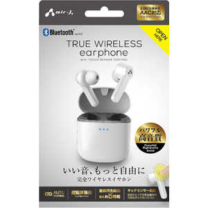 エアージェイ Bluetooth ver5.0 完全ワイヤレスイヤホン タッチセンサー搭載 BTAP3WH