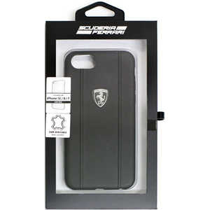 エアージェイ FERRARI OFF TRACK METAL LOGO REAL LEATHER CASE WITH EMBOSSED LINES - BLACK FEO3DHCI8BK