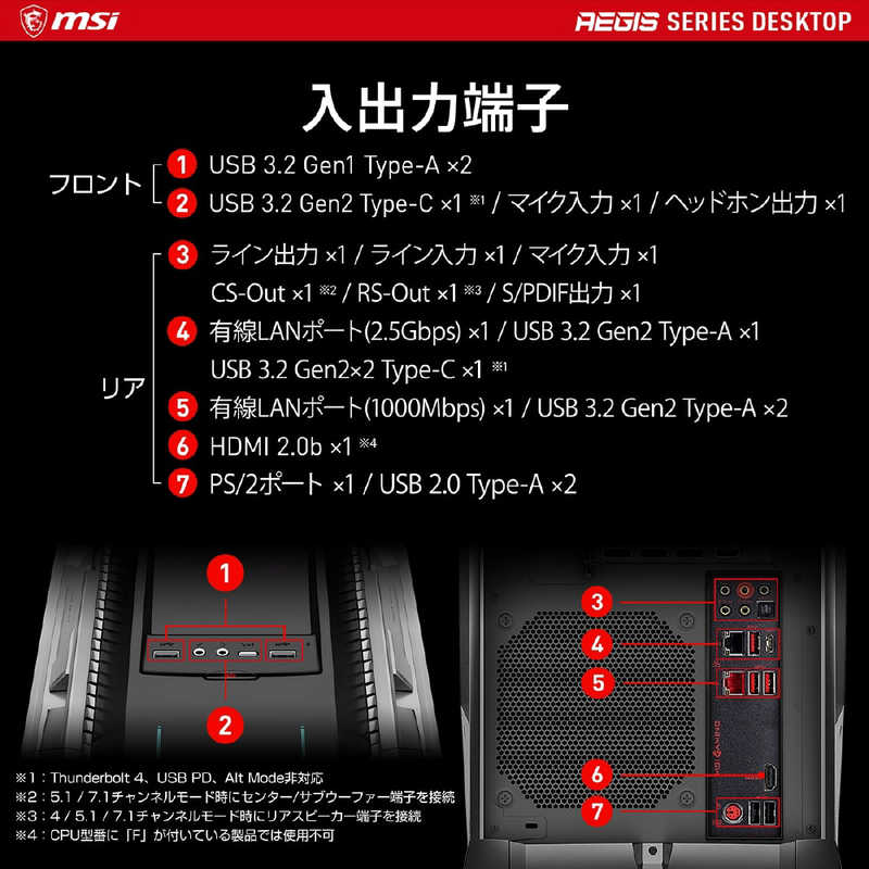 MSI MSI ゲーミングデスクトップパソコン モニター無し/ Core i7-12700K/ RTX 3070Ti/ メモリ:32GB（16GB×2） AEGIS-TI512VTE046JP AEGIS-TI512VTE046JP