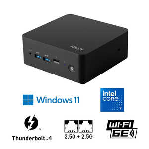 MSI デスクトップパソコン ［intel Core 7 /メモリ：16GB /SSD：512GB］ ブラック CUBI-NUC-1M-042JP