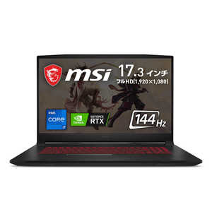 MSI ゲｰミングノｰトパソコン Katana GF76 11U ブラック [17.3型/intel Core i7/SSD:512GB/メモリ:16GB/2021年5月] KATANA-GF76-11UD-471JP