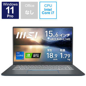 MSI ノートパソコン カーボングレイ 15.6型 intel Core i7 メモリ 32GB SSD 1TB Prestige-15-A11UD-076JP