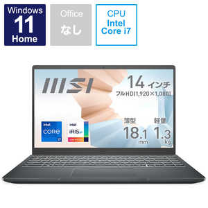 MSI ノートパソコン カーボングレイ [14.0型 /Windows11 Home /intel Core i7 /メモリ:16GB /SSD:512GB] Modern-14-B11MOU-894JP