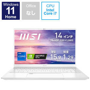 MSI ノートパソコン ピュアホワイト [14.0型 /Windows11 Home /intel Core i7 /メモリ:16GB /SSD:512GB] Prestige-14-A11SC-093JP