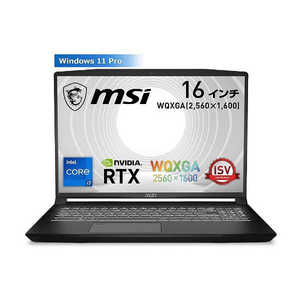 MSI ゲーミングノートパソコン CreatorPro M16 A12U ブラック [RTX A3000 /16.0型 /Win11 Pro /Core i7 /メモリ：32GB /SSD：1TB] CreatorPro-M16-A12UKS-642JP