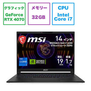 MSI ゲーミングノートパソコン  ブラック＆ホワイト ［14.0型 /Windows11 Pro /intel Core i7 /メモリ：32GB /SSD：1TB /2023年3月］ Stealth-14Studio-A13VG-563JP
