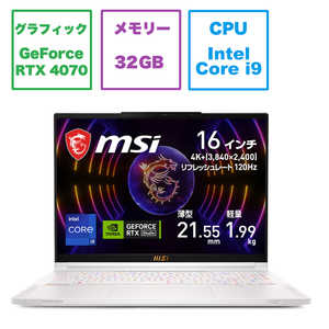 MSI ゲーミングノートパソコン ［16.0型 /Windows11 Pro /intel Core i9 /メモリ：32GB /SSD：2TB /2023年4月］ STEALTH-16-A13VG-753JP