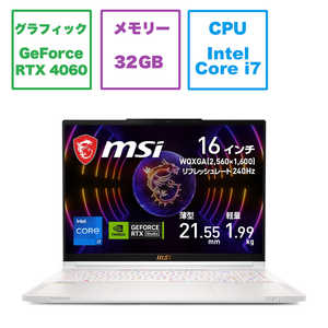 MSI ゲーミングノートパソコン Stealth 16 Studio A13V ホワイト Stealth-16Studio-A13VF-759JP