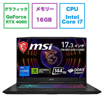 MSI ゲーミングノートパソコン Katana 17 B12V ブラック Katana-17