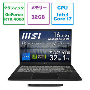 MSI ゲーミングノートパソコン Summit E16 Flip A13V インクブラック SUMMITE16A13VFT306JP