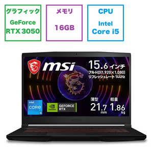 MSI ゲーミングノートパソコン Thin GF63 12U [RTX 3050 /15.6型 /Windows11 Home /intel Core i5 /メモリ：16GB /SSD：512GB /2023年9月モデル] THIN-GF6312UC3050JP