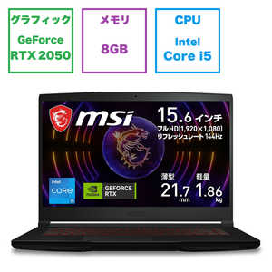 MSI ゲーミングノートパソコン Thin GF63 12U  THIN-GF6312UCX2050JP