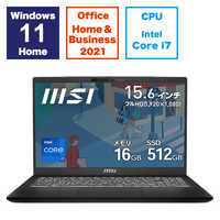 MSI ノートパソコン [ 15.6型 / Win11 Home / Core i7 / メモリ