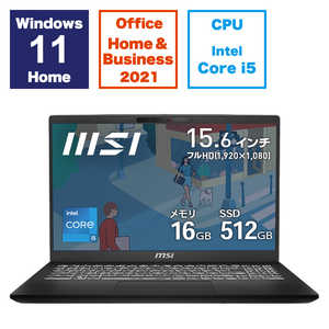 MSI ノートPC ［15.6型 /Windows11 Home /intel Core i5 /メモリ：16GB /SSD：512GB /2024年1月］ クラシックブラック MODERN15HC13M4119JP