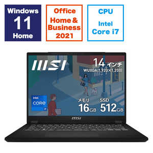 MSI ノートパソコン ［14.0型 /Win11 Home /Core i7 /メモリ16GB /SSD512GB］ クラシックブラック MODERN-14-D13MG-4129JP