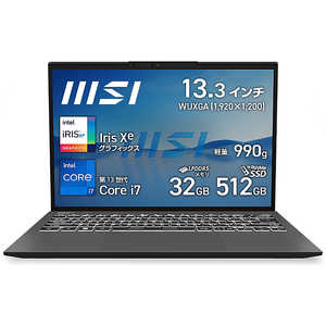 MSI Ρȥѥ [ 13.3 / Win11 Home / Core i7 / 32GB / SSD512GB / Office ] ƥ饰쥤 PRESTIGE13A13M5009