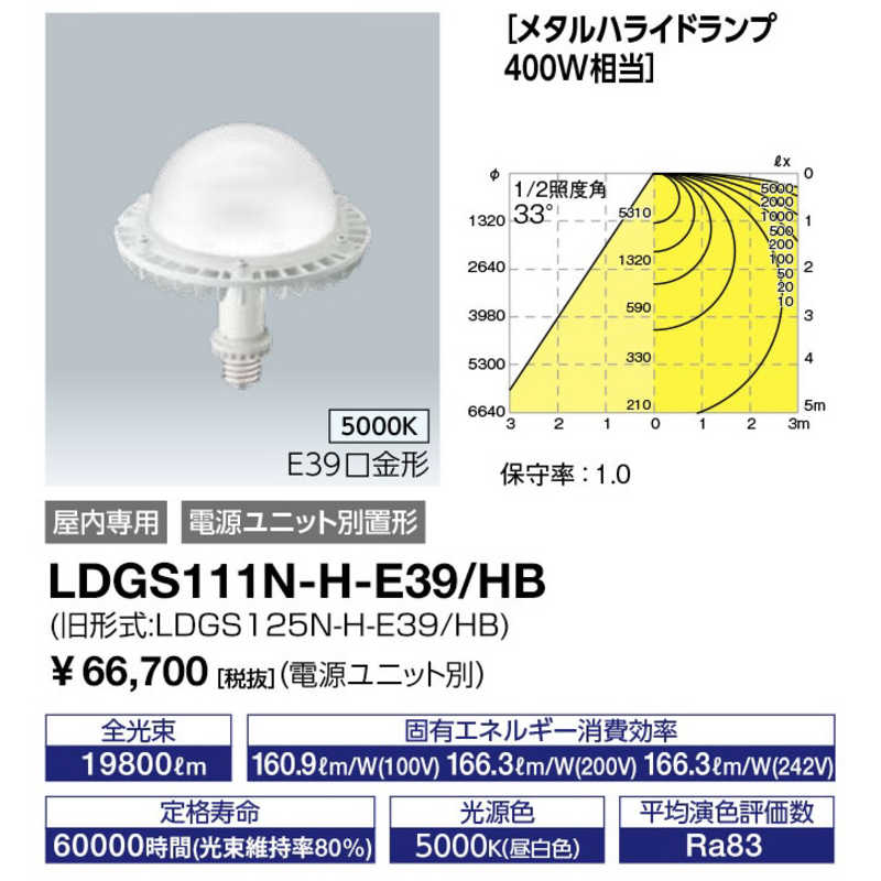 独特の素材 岩崎電気 LEDioc LEDアイランプSP-W 屋内用 LDGS125N-H-E39 HB