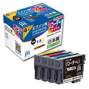 ジット リサイクルインク カートリッジ エプソン RDH-4CL(リコーダー) 対応 黒のみ増量 JIT-ERDHBL4P 4色