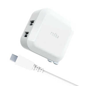 ラディウス 2Port USB AC Adapter + Micro USB Cable RK-ADA01W ホワイト [約1.0m]