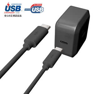 ラディウス USB-PD対応 USB-C 分離ACアダプター Type-C Cable 1.0m付属 RK-UPA18K ブラック