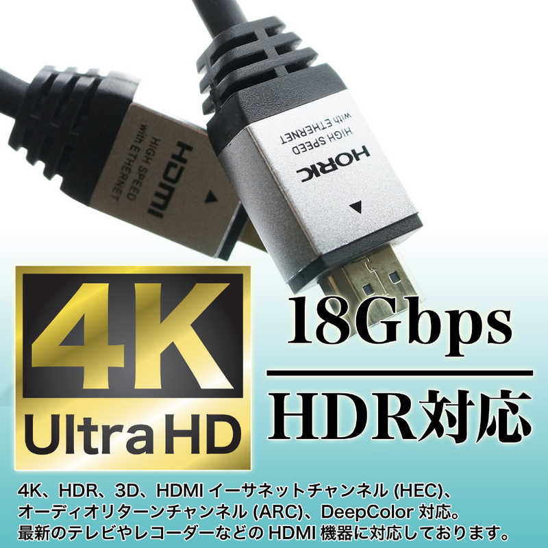 ホーリック ホーリック HDMIケーブル シルバー [3m /HDMI⇔HDMI /スタンダードタイプ /8K・4K対応] HDM30-888SV HDM30-888SV