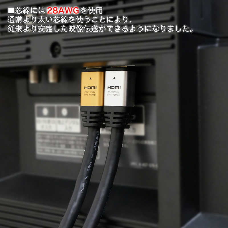 ホーリック ホーリック HDMIケーブル シルバー [5m /HDMI⇔HDMI /スタンダードタイプ /4K対応] HDM50-129SV シルバｰ HDM50-129SV シルバｰ