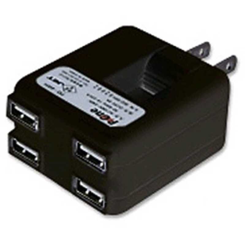 プロテック プロテック USB ACアダプター P-4WAY（ブラック） PD-4BK PD-4BK PD-4BK
