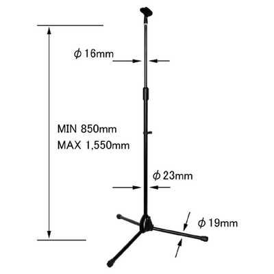 KC ストレートマイクスタンド MCS-4400/BK ブラック x 6本セット