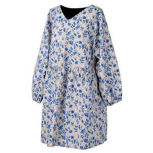 レップ カッポウギ(割烹着) フラワーリーブス ワンマイルウェア Vネック ウエストふんわりギャザー 優しい印象 グレー (GY) REP-573532 REP573532