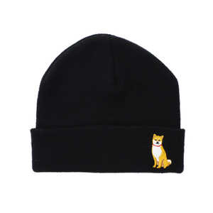 フレンズヒル 刺繍ニット帽 シバオスワリニット ブラック フレンズヒル 刺繍ニット帽 シバオスワリニット ブラック