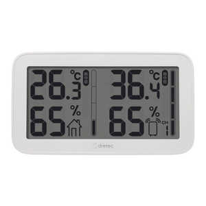 ドリテック コードレス温湿度計 ホワイト WT ［デジタル］ O419